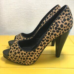 Vintage Boutique 58, peep-tow pump, 7 ½ M, natural hair leopard print